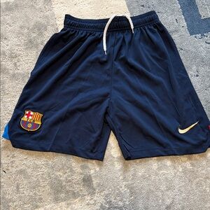FC Barcelona Men's Navy Athletic Shorts with Gold Accent
